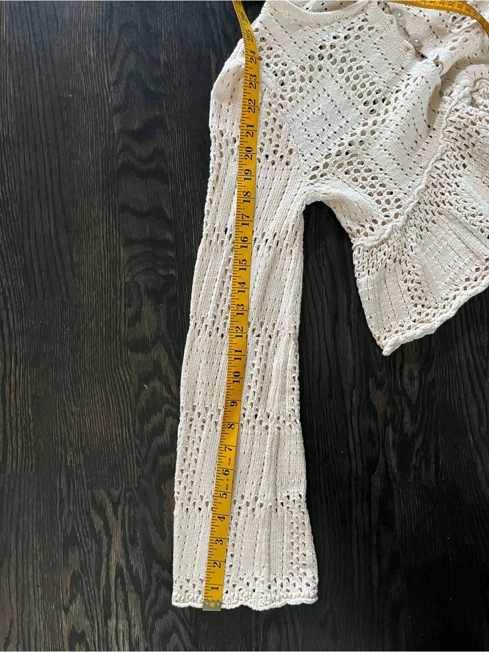 Zara Cream 100% Cotton Crochet Peplum Button-Up Long Sleeve Top Size S - Picture 5 of 7